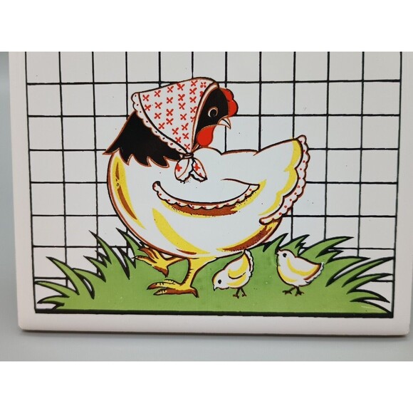 Chicken Trivet Hen With Chicken Handkerchief Vintage Cottage Core Farm House - Picture 2 of 4